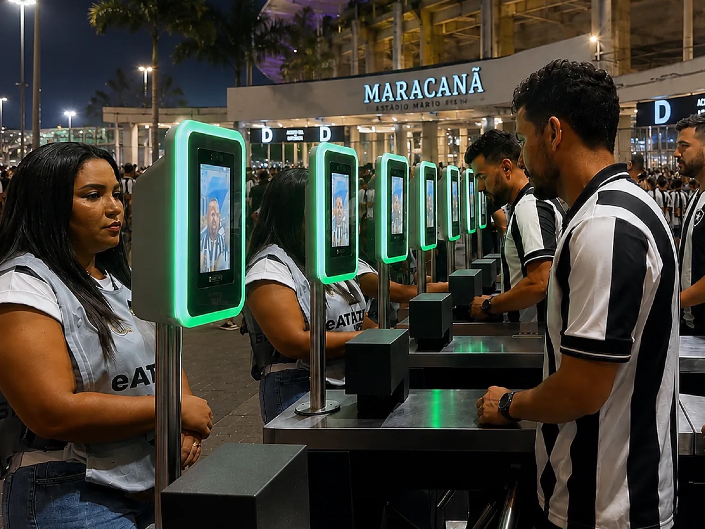 Torcedores acessando o Maracanã por leitores biométricos