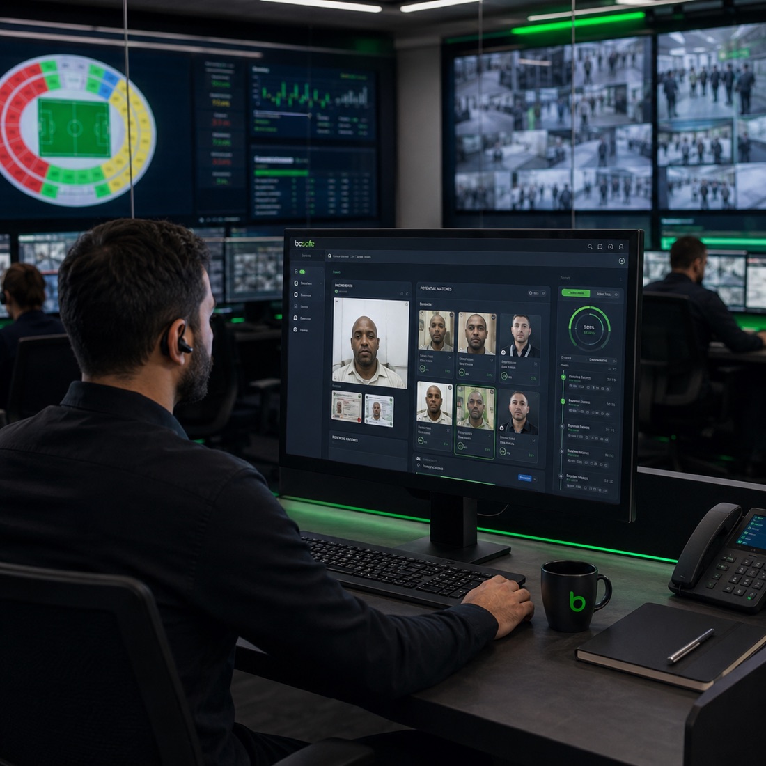 Central de segurança Bepass Safe com painel de identificação