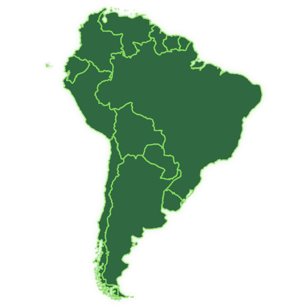 Mapa realista da América do Sul com operações Bepass